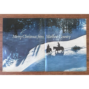1970 Print Ad Merry Christmas From Marlboro Country 2 Page Ad